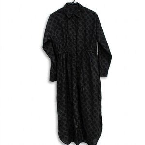 Khaadi black geometric "diamond" print long sleeve midi dress